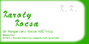 karoly kocsa business card